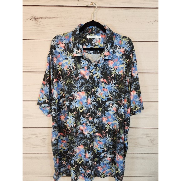 Caribbean Mens Multicolor Print Short Sleeve Colorful Hawaiin Shirt Size 2XB - Picture 1 of 6